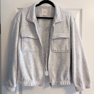 Thread & Supply Light Gray Fleece Bomber Jacket